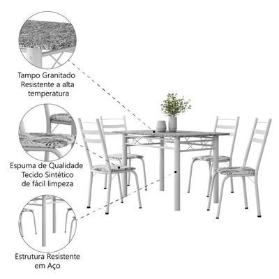 Conjunto De Mesa Sala De Jantar Com 4 Cadeiras Leia