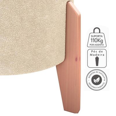 Puff Decorativo Para Sala Luxo 44x44 Cm Boucle F492 Milani Store Natural