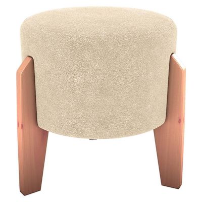 Puff Decorativo Para Sala Luxo 44x44 Cm Boucle F492 Milani Store Natural