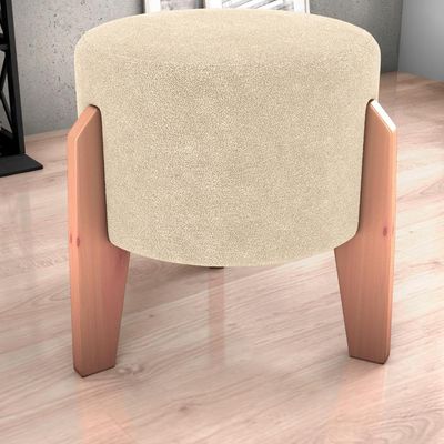 Puff Decorativo Para Sala Luxo 44x44 Cm Boucle F492 Milani Store Natural