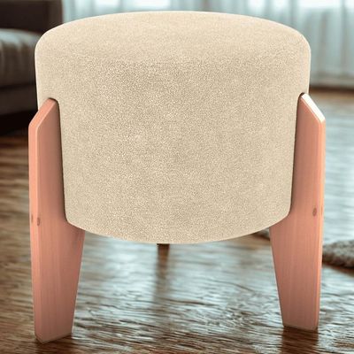 Puff Decorativo Para Sala Luxo 44x44 Cm Boucle F492 Milani Store Natural