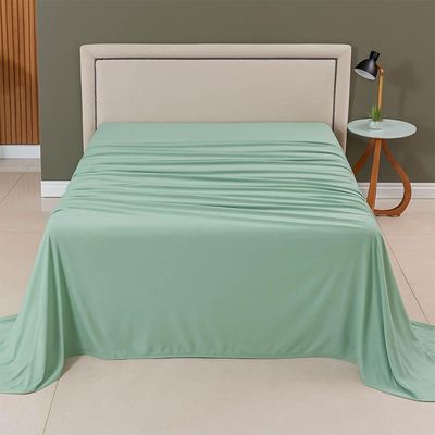 Lençol De Cima Avulso Minimal Liso Solteiro 01 Peça Malha 100% Algodão - Verde