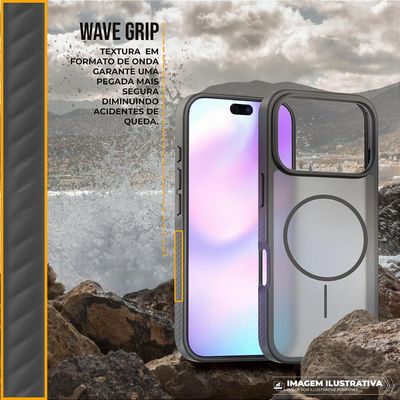 Capa case capinha para iPhone 17 - Magsafe Wave Fumê - Preta - Gshield