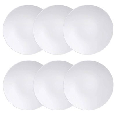 Conjunto 6 Pratos de Sobremesa Porcelana Tramontina Branco 21cm Cupê Sophia