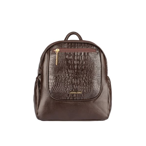 Mochila pequena de couro croco Estela Café