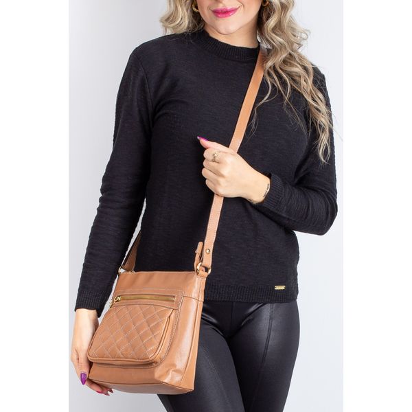 Bolsa transversal matelassê de couro liso Bia Marfim