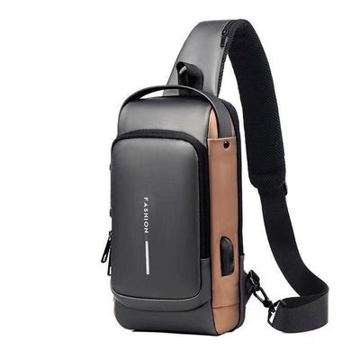 Bolsa De Ombro Mochila Masculina Impermeável Com Fechadura De Código Com Carregamento Usb Cor:cinza, Marrom