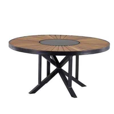 Mesa Atenas Com Prato Giratório Em Aluminio Trama Preto