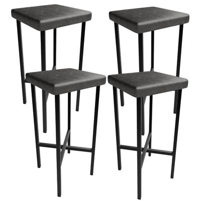 Kit 04 Banquetas Alta Bar Cozinha Sala De Jantar Preto Stella L02 Couríssimo Preto - Lyam Decor