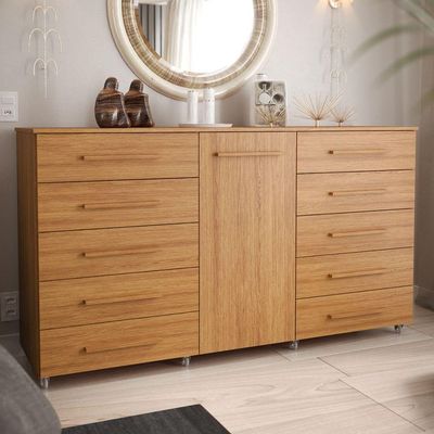 Cômoda Imperial Batrol 1 Porta 10 Gavetas Com Rodízio Freijó Freijó