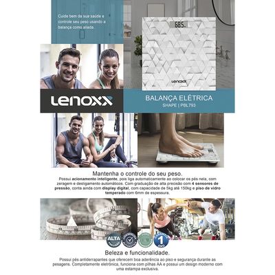 Balança Digital Eletrônica Lenoxx Shape PBL793