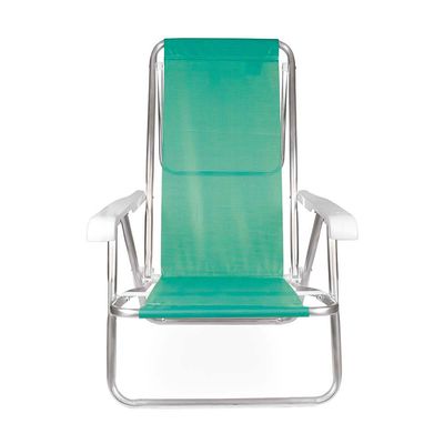 Kit 2 Cadeira Praia Reclinável 8 Posições Alumínio Mor Verde