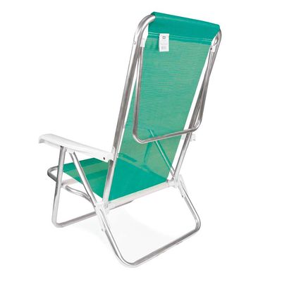 Kit 2 Cadeira Praia Reclinável 8 Posições Alumínio Mor Verde