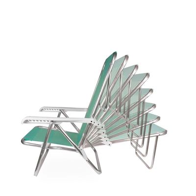 Kit 2 Cadeira Praia Reclinável 8 Posições Alumínio Mor Verde