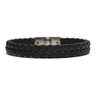 Pulseira Masculina Braided Silver Black M