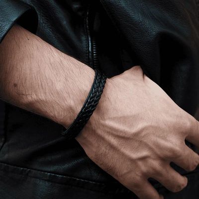 Pulseira Masculina Braided Silver Black M