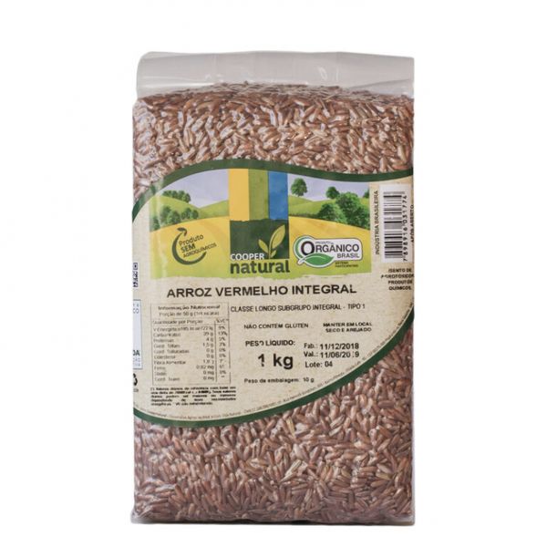 Arroz Vermelho Integral Orgânico Coopernatural 1kg Arroz Vermelho Integral Orgânico Coopernatural 1kg
