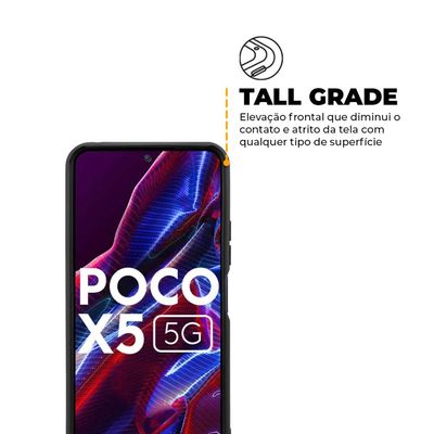 Kit Capa case capinha Symetric Preta e Película Hydrogel HD para Xiaomi Poco X5 - Gshield