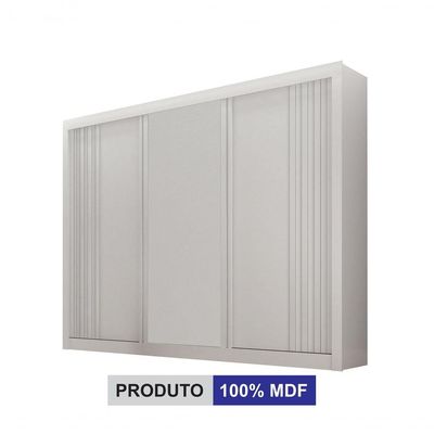 Guarda-roupa Casal 100% Mdf 3 Portas 4 Gavetas Com 3 Espelhos Milano Leifer Móveis Branco