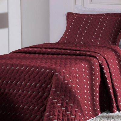 Cobre Leito Bordado 400 Fios Heitor Solteiro 100% Poliéster - Vermelho