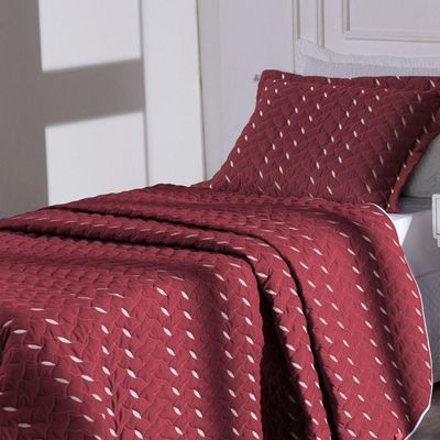 Cobre Leito Bordado 400 Fios Heitor Solteiro 100% Poliéster - Vermelho
