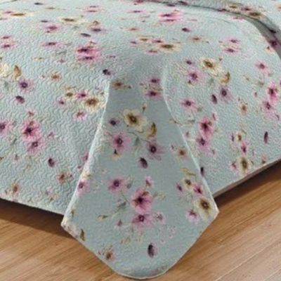 Kit Cobre Leito Colcha Daily Queen 3 Peças Dupla Face Estampado - Floral 55 - 100% Poliéster