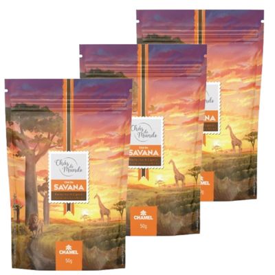 Chá da Savana (Chá misto de Rooibos,Cacau,Laranja e Canela, c/aroma Baunilha) 3 Pacotes c/50gr