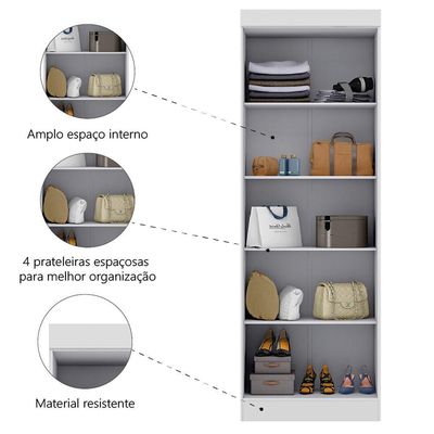 Modulo De Guarda Roupas Para Quarto Madrid 2 Portas Maxel Branco