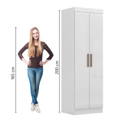 Modulo De Guarda Roupas Para Quarto Madrid 2 Portas Maxel Branco