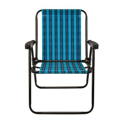 Kit 2 Cadeira de Praia Varanda Xadrez em Aço 110 kg Azul Mor