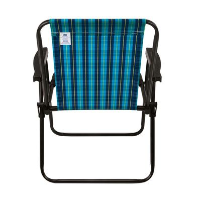 Kit 2 Cadeira de Praia Varanda Xadrez em Aço 110 kg Azul Mor