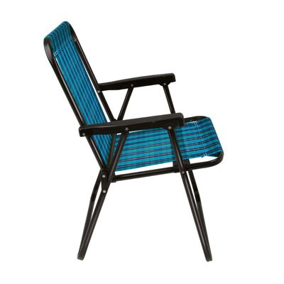 Kit 2 Cadeira de Praia Varanda Xadrez em Aço 110 kg Azul Mor