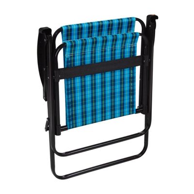 Kit 2 Cadeira de Praia Varanda Xadrez em Aço 110 kg Azul Mor