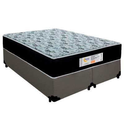Cama Box Queen Bipartido Sintético + Colchão Molas Ensacadas Sereneprime Sonnolux 158x198x65 Cinza
