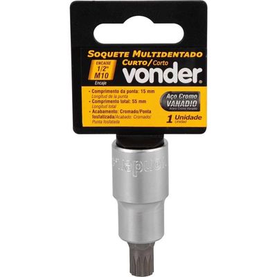 Soquete Multidentado Encaixe 1-2'' M10 15mm Curto Crv Vonder