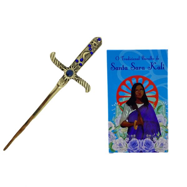 Kit Baralho Santa Sara 36 cartas + Athame Dourado
