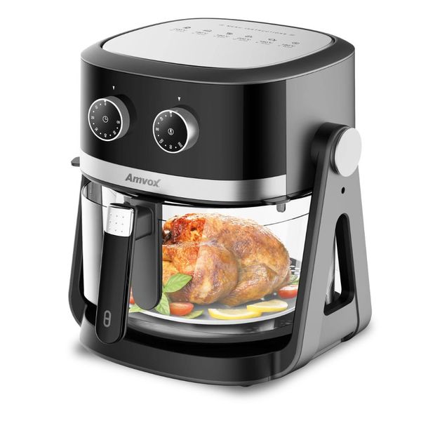 Air Fryer 5L Amvox ARF 1150 1500W 2 em 1 Preto/Prata 110v 110V Air Fryer 5L Amvox ARF 1150 1500W 2 em 1 Preto/Prata 110v 110V
