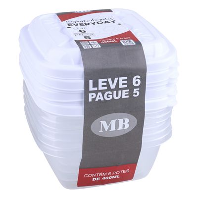 Conjunto de Potes Plásticos Mb Everyday com 6 Peças 400ml - Item Sortido