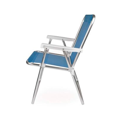 Kit 2 Cadeira de Praia Alta Sannet Alumínio Azul Mor