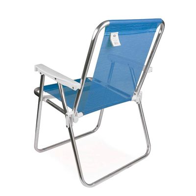 Kit 2 Cadeira de Praia Alta Sannet Alumínio Azul Mor
