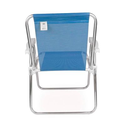 Kit 2 Cadeira de Praia Alta Sannet Alumínio Azul Mor
