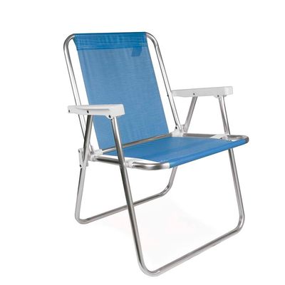 Kit 2 Cadeira de Praia Alta Sannet Alumínio Azul Mor