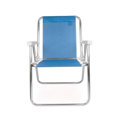 Kit 2 Cadeira de Praia Alta Sannet Alumínio Azul Mor