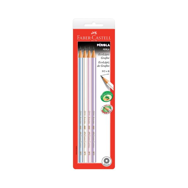Lápis Grafite Faber-Castell Eco Pérola Color Nº2B com 4 Unidades