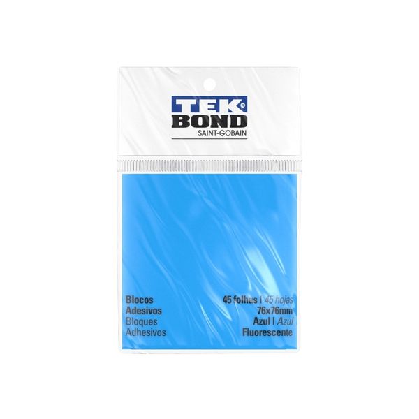 Bloco Adesivo Fluorescente Tekbond Azul com 45 Folhas 76x76mm Bloco Adesivo Fluorescente Tekbond Azul com 45 Folhas 76x76mm