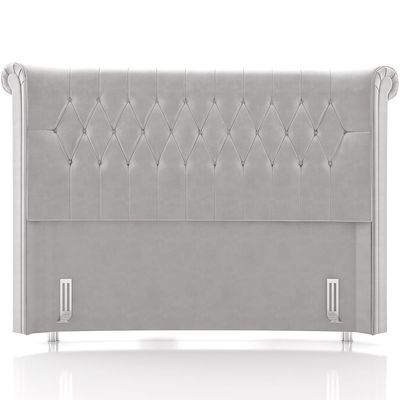 Cabeceira Cama Box King 195cm Estofada Meora P05 Veludo Cinza - Lyam Decor