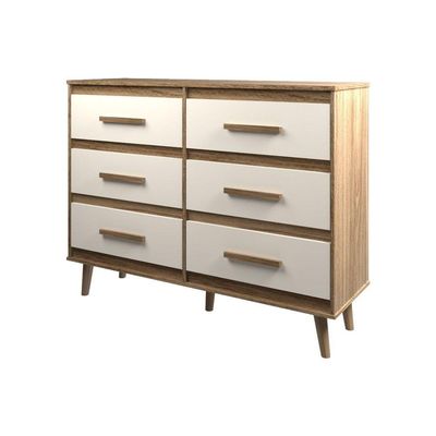 Cômoda 6 Gavetas Maya Com Puxadores E Pés Retro Design Moderno Quarto Savana Mobília Decor