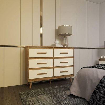 Cômoda 6 Gavetas Maya Com Puxadores E Pés Retro Design Moderno Quarto Savana Mobília Decor