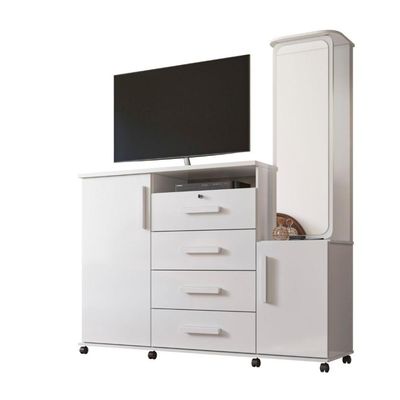 Cômoda Copacabana 04 Gavetas E 02 Portas Lukaliam Móveis Branco Branco