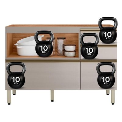 Balcão Pia Proença 120cm 1 Porta E 4 Gavetas Nogueira Touch-nude Prime Tx Sem Tampo - Demartêz